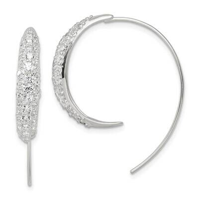 Threader Earrings Sterling Silver Cz Diamond QE16225, MPN: QE16225, 196904168660
