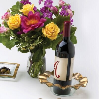 Annieglass Ruffle Gold Wine Coaster 7 3/4 Inch, MPN: G185, UPC: