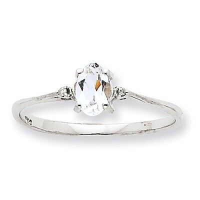 Polished GeniuneDiamond White Topaz Birthstone Ring 10k White Gold 10XBR217, MPN: 10XBR217, 1911010…