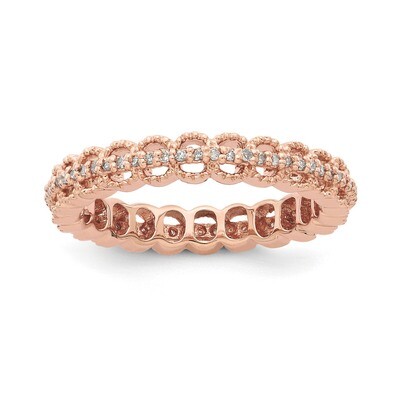Pink-plated Carved Diamond Ring - Sterling Silver QSK1649, MPN: QSK1649, 886774252827