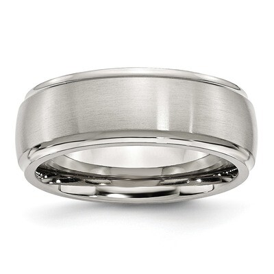 8mm Brushed and Polished Band Stainless Steel Ridged Edge SR86 by Chisel, MPN: SR86, 886774425290