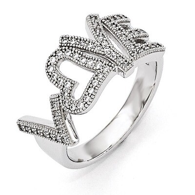 Love Ring Sterling Silver &amp; Cubic Zirconia Polished QMP1135, MPN: QMP1135, 191101469701