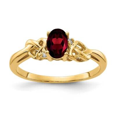 6x4mm Oval Garnet Aa Diamond Ring 14k Gold Y4690GA/AA, MPN: Y4690GA_AA, 883957582825