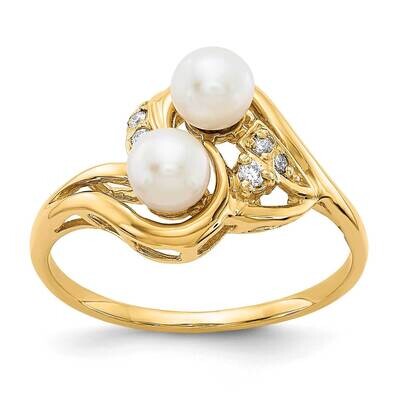 4.5mm Fw Cultured Pearl Aaa Diamond Ring 14k Gold Y4375PL/AAA, MPN: Y4375PL_AA, 191101198199