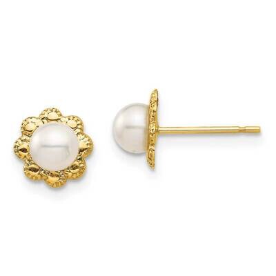 4-5mm White Button Freshwater Cultured Pearl Post Earrings 14k Gold SE2959 by Madi K, MPN: SE2959, …