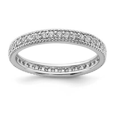 Ring Sterling Silver Rhodium Plated CZ Diamond QR6925, MPN: QR6925, 886774078748