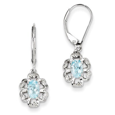Light Blue Topaz Diamond Earrings Sterling Silver QE10231BT, MPN: QE10231BT, 883957356648