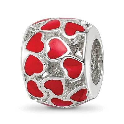 Enamel Heart Bead Sterling Silver QRS4203, MPN: QRS4203,
