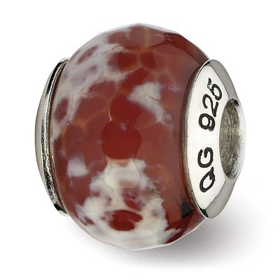 Red Cracked Agate with Shell Stone Bead - Sterling Silver QRS2350, MPN: QRS2350, 883957514406