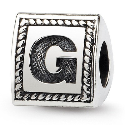 Letter G Triangle Block Bead - Sterling Silver QRS1429G, MPN: QRS1429G, 883957304564