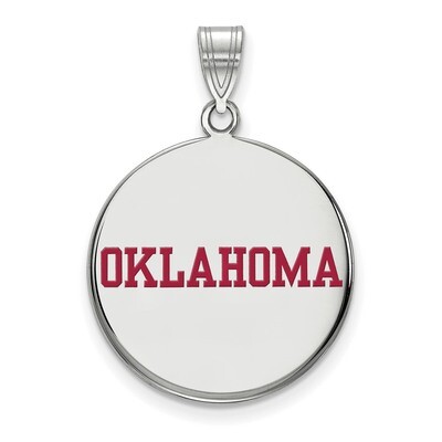 University of Oklahoma Large Enamel Disc Pendant Sterling Silver SS056UOK, MPN: SS056UOK, 886774764…