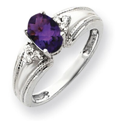 Amethyst Diamond Ring 14k white Gold 7x5mm Oval Y4450AM/A, MPN: Y4450AM/A, 883957393445