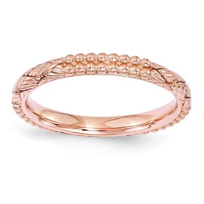 Rose Gold-plated Patterned Ring - Sterling Silver QSK1563, MPN: QSK1563, 886774211879