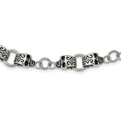 Skull 24 Inch Necklace Stainless Steel SRN350-24 by Chisel, MPN: SRN350-24, 883957750736