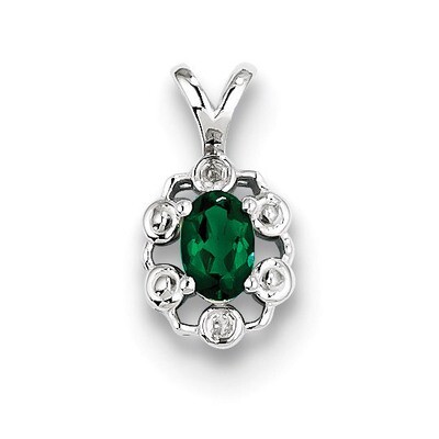 Emerald &amp; Diamond May Pendant Sterling Silver QBPD22MAY, MPN: QBPD22MAY, 883957532257