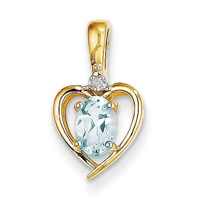 Diamond &amp; Aquamarine Pendant 10k Gold 10XBS492, MPN: 10XBS492, 883957251882