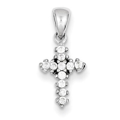 Cubic Zirconia Cross Pendant Sterling Silver QC5264, MPN: QC5264, 883957912653