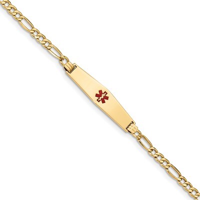 7 Inch Medical Soft Diamond Shape Red Enamel ID Bracelet 14k Gold XM563CC-7, MPN: XM563CC-7, 191101…