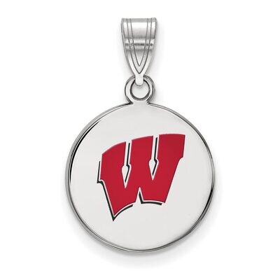 University of Wisconsin Medium Enamel Disc Pendant Sterling Silver SS040UWI, MPN: SS040UWI, 8867747…