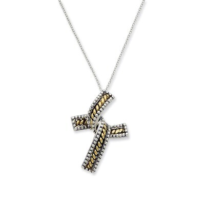 Gold-plated Antiqued Completion 18 Inch Necklace Sterling Silver QSX363