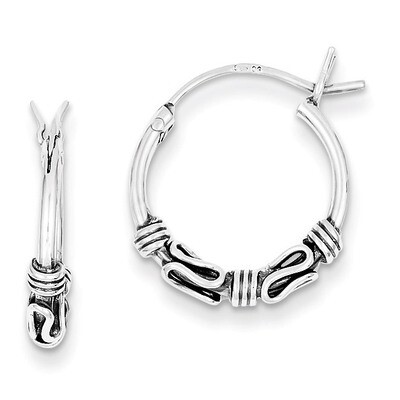 Hoop Earrings Antiqued Sterling Silver QE4744, MPN: QE4744, 883957933412