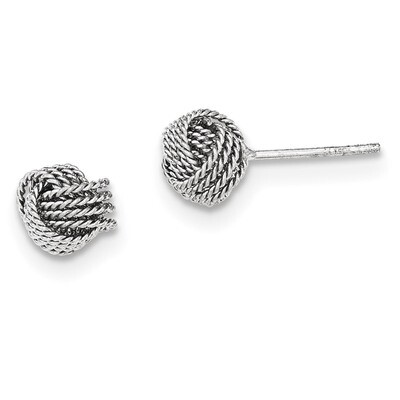 Rope Knot Post Earrings Sterling Silver Rhodium-plated QE11787, MPN: QE11787, 191101230974