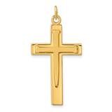 Polished and Satin Double Cross Pendant Sterling Silver Gold-Plated QC11101, MPN: QC11101,