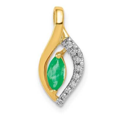 Fancy Diamond &amp; Emerald Pendant 14k Gold PM5267-EM-005-YA, MPN: PM5267-EM-005-YA, 883957974354