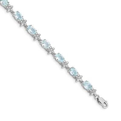 Floral Diamond Aquamarine Bracelet 14k White Gold BM4495-AQ-010-WA, MPN: BM4495-AQ-010-WA, 88395746…