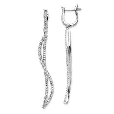 Cz Dangle Curve Leverback Earrings Sterling Silver QE15453, MPN: QE15453, 883957626901