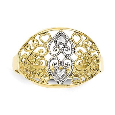 Filigree Heart Ring 10K Gold &amp; Rhodium 10C1258, MPN: 10C1258, 886774021218