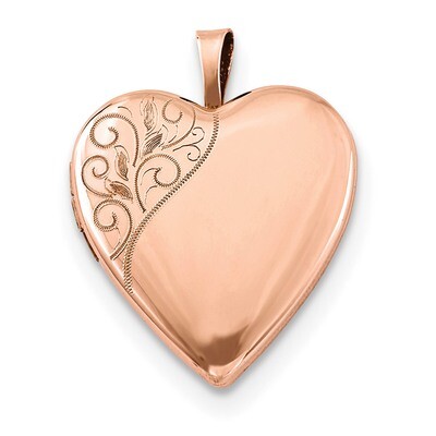 20mm Polished Swirl Heart Locket Sterling Silver Rose Gold-plated QLS745, MPN: QLS745, 191101459696