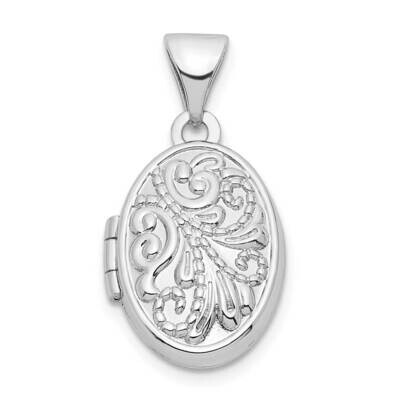 Swirl Design 14mm Oval Locket Sterling Silver Rhodium-plated QLS1064, MPN: QLS1064,