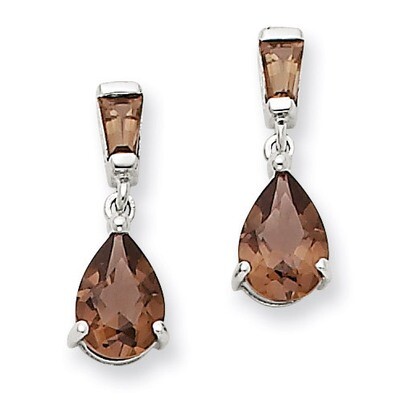 Smokey Quartz Dangle Post Earrings 14k White Gold XE1695SQ, MPN: XE1695SQ, 883957445243