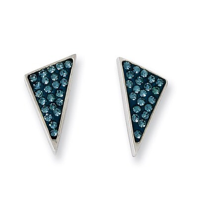 Blue Crystal Triangles Post Earrings - Stainless Steel SRE584 by Chisel, MPN: SRE584, 886774261508
