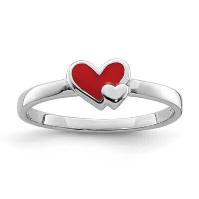 Childs Enameled Red Heart Ring Sterling Silver Rhodium-plated QR6805, MPN: QR6805, 886774016047