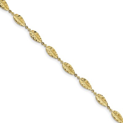 Leslie&#39;s Leaf Bracelet 7.25 Inch 10k Gold Polished HB-10LF556-7.25, MPN: 10LF556-7.25, 191101754012