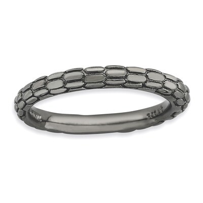 Sterling Silver Black-plated Domed Ring QSK889-5