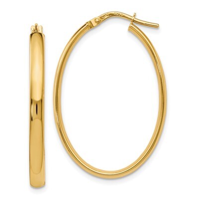 Leslie&#39;s Oval Hoop Earrings 14k Gold Polished HB-LE1059, MPN: LE1059, 191101553103