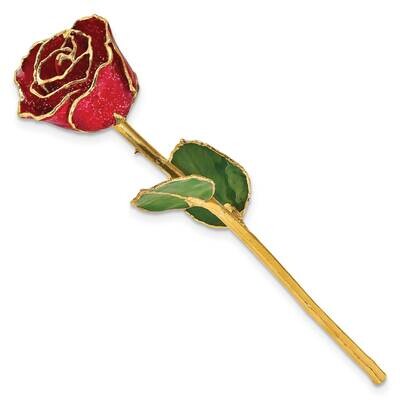 Lacquer Dipped Gold Trim with Red Glitter On Red Rose GM23895, MPN: GM23895, 812465024237