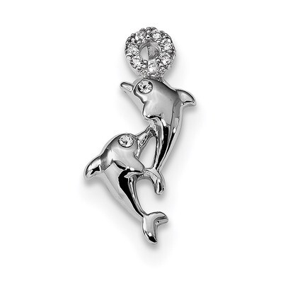 Crystal Dolphins Chain Slide Sterling Silver Rhodium-plated QC9268, MPN: QC9268, 886774033914