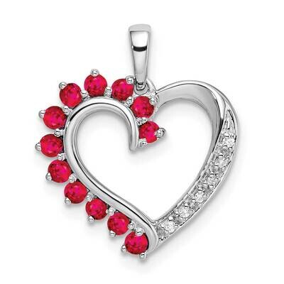 Ruby and Diamond Heart Pendant 14k White Gold PM8433-003-WA, MPN: PM8433-003-WA,