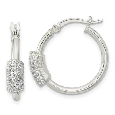 CZ Diamond Hoop Earrings Sterling Silver Polished QE16282, MPN: QE16282, 196904167649