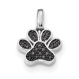 0.15ct. Black &amp; White Diamond Reversible Pawprint Pendant Sterling Silver Rhodium-plated QDX1266, M…