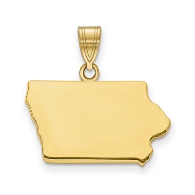 Iowa State Pendant Charm 14k Yellow Gold Engravable XNA707Y-IA, MPN: XNA707Y-IA, 886774753942