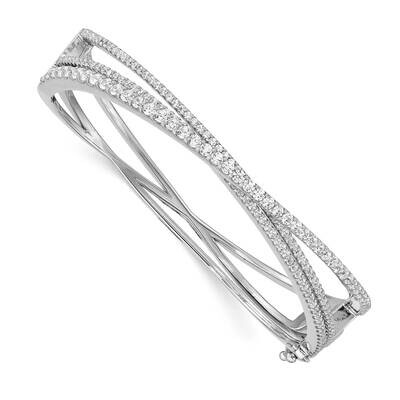 Cz Criss Cross Hinged Bangle Sterling Silver QB1351, MPN: QB1351, 883957980928
