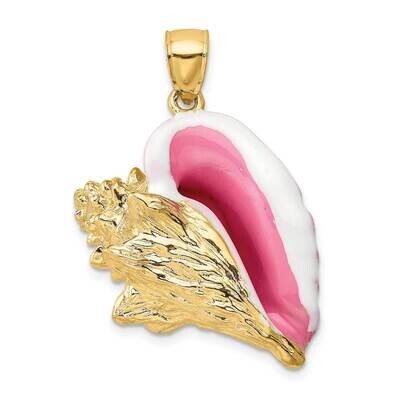 Enamel Large Conch Shell Charm 14k Gold 3-D K6653, MPN: K6653, 637218116744