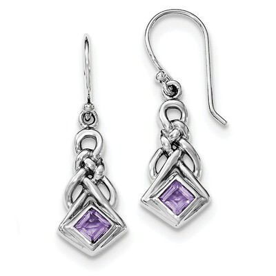Amethyst Shepherd Hook Earrings Sterling Silver Rhodium-plated QE12635AM, MPN: QE12635AM, 191101844…