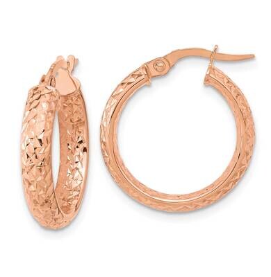 Rose Polished and Diamond-Cut Inside and Out Fancy Hoop Earrings 14k Gold TC1023R, MPN: TC1023R, 88…