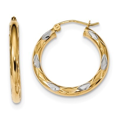 Diamond -cut Hoop Earrings 14k &amp; Rhodium Polished TF1022, MPN: TF1022, 191101057946